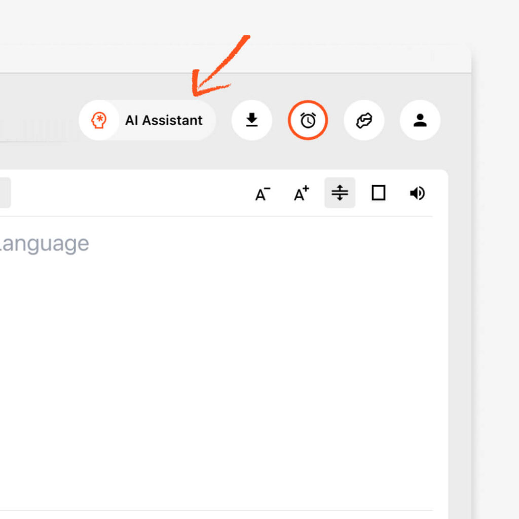 De gebruikersinterface van Transync AI benadrukt de bedieningsknop 'AI Assistent' voor snelle toegang tot trefwoorden en contextinstellingen.