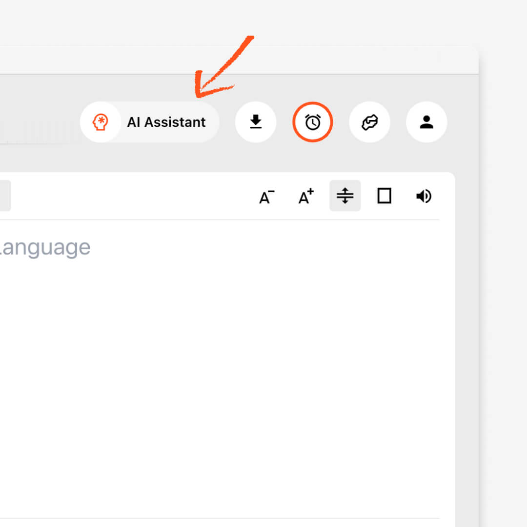 Transync AI user interface showing AI Assistant control button and options.