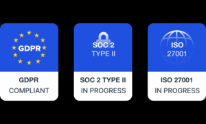 Transync AI, GDPR uyumlu, SOC2 Tip II ve ISO 27001 güvenlik sertifikalarına sahiptir.