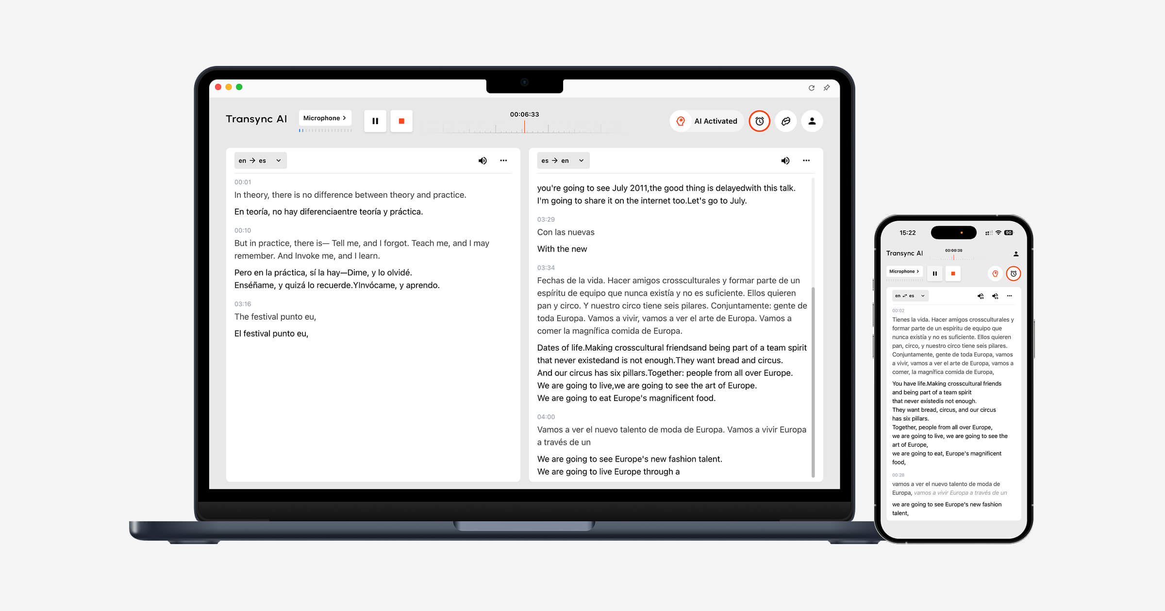 Transync AI desktop and mobile