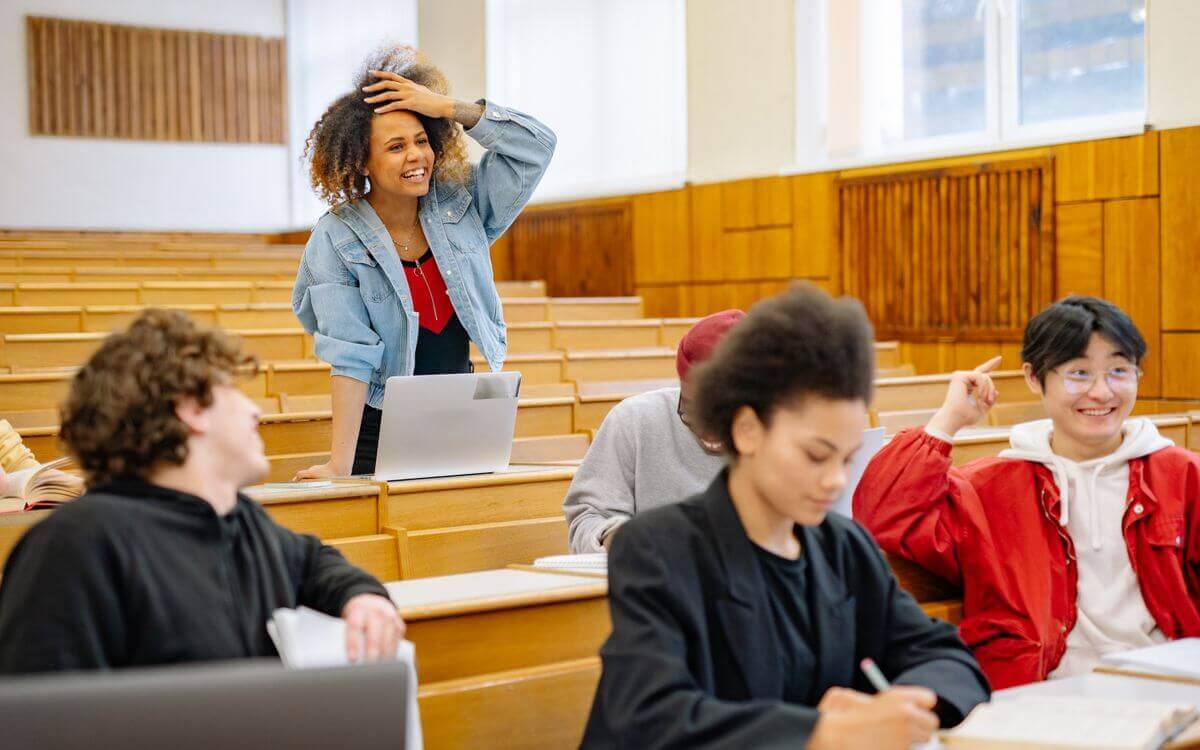 University students participating in a classroom discussion