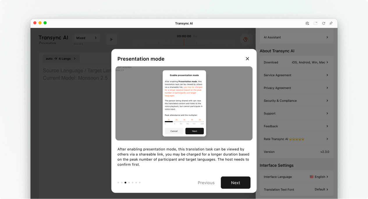 Review the Presentation Mode beta and usage notice before continuing.