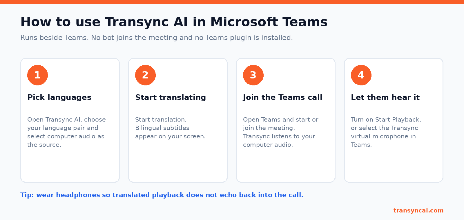 How to set up a Teams Interpreter alternative in 4 steps with Transync AI